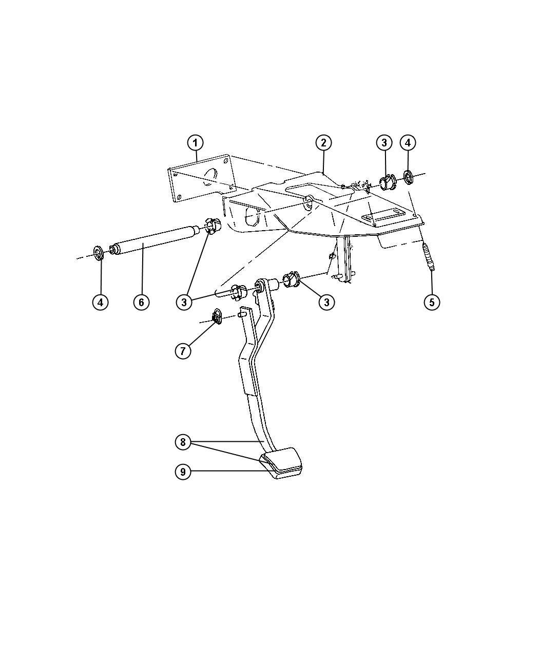 52079114 - Dodge Bracket. Brake pedal, steering column. Clutch and